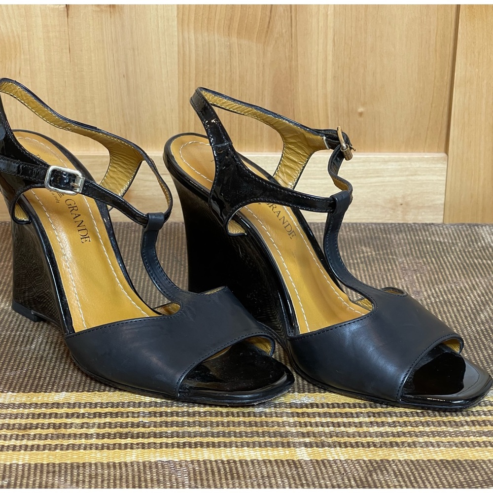 Plaza Grande Italian Leather/Patent Wedge Heels